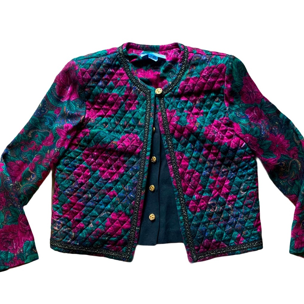 Vintage 80s Quilted Floral blazer size M
